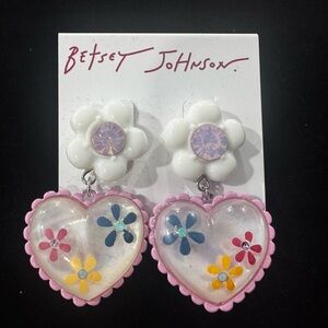 Betsey Johnson Heart and Flower Earrings